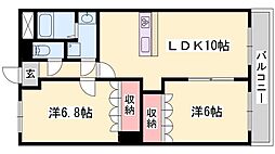 プランドール 2LDKの間取図画像
