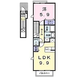 パインハーストE 1LDKの間取図画像
