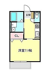 ロイヤルハイツ上本町 1Kの間取図画像