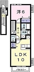 メゾン・カルム・M 1LDKの間取図画像