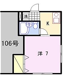 コーポ西中島 1Kの間取図画像