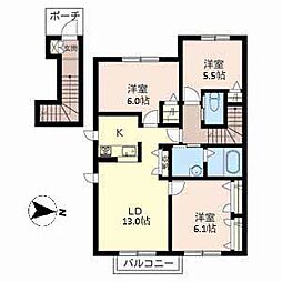 シャーメゾン仁豊野2 3LDKの間取図画像