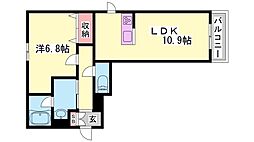 エスポワール木梨 1LDKの間取図画像