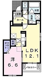 サニーガーデンB 1LDKの間取図画像
