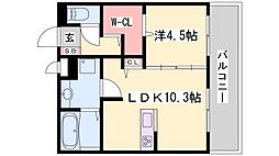 アップフィールド 1LDKの間取図画像