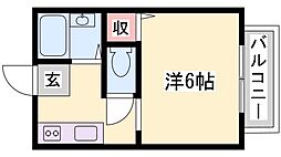 サンシティアイン 1Kの間取図画像