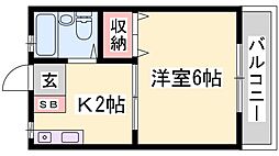父夫山ハイツ新在家359 1Kの間取図画像