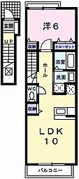 ポルテ・ボヌールB棟 1LDKの間取図画像