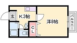 アリヴィオ1番館 1Kの間取図画像