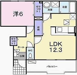 サンビエント 1LDKの間取図画像