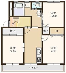 アルテハイム姫路 3DKの間取図画像