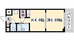 土井ハイツ北条口 1Kの間取図画像