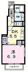 ソレイユ 1DKの間取図画像