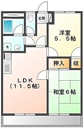 エスポワールJUN2番館 2LDKの間取図画像