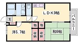 ハッピーバード円山 2LDKの間取図画像