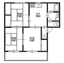 コーポサンライズB棟 3DKの間取図画像