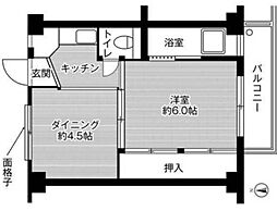 ビレッジハウス今在家2号棟 1DKの間取図画像