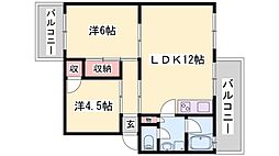 インタービレッジ網干駅前 2LDKの間取図画像