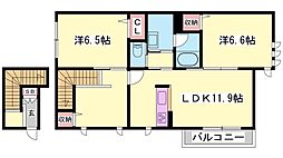 プロヌーブ東山 2SLDKの間取図画像
