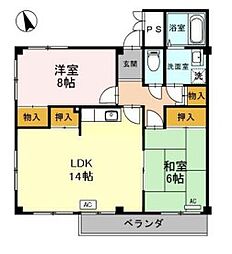 メゾン嵐山 2LDKの間取図画像