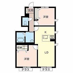 マストコート加古川南D棟 2LDKの間取図画像