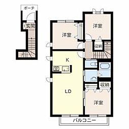 メゾン福渡A 3LDKの間取図画像