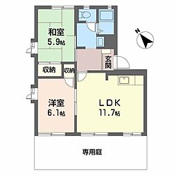 プリミエール一色 2LDKの間取図画像