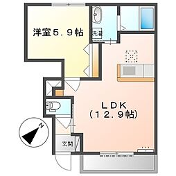 クレアハイム 1LDKの間取図画像