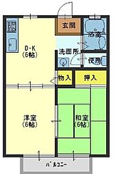 ホワイトハイツB 2DKの間取図画像