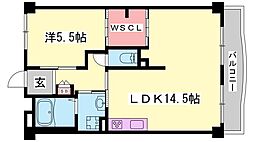 シャトー日東A棟 1LDKの間取図画像