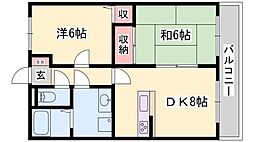 メゾン城南 2DKの間取図画像