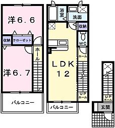 メゾンジェルメ 2LDKの間取図画像
