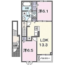 リブサニーD 2LDKの間取図画像