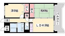 相生中村コーポ 2LDKの間取図画像