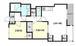 シャルムヒメゴー 2LDKの間取図画像