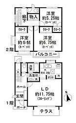 東京メトロ丸ノ内線 南阿佐ケ谷駅 徒歩15分の賃貸アパート 1階3LDKの間取り