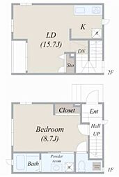 西武新宿線 井荻駅 徒歩16分の賃貸一戸建て 1階1LDKの間取り
