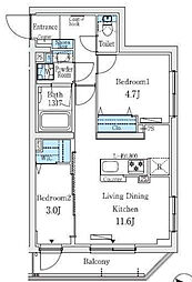 東京メトロ丸ノ内線 中野富士見町駅 徒歩4分の賃貸マンション 4階2LDKの間取り