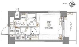 都営大江戸線 西新宿五丁目駅 徒歩2分の賃貸マンション 4階1Kの間取り