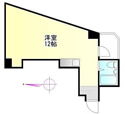 京王線 初台駅 徒歩10分の賃貸マンション 6階ワンルームの間取り