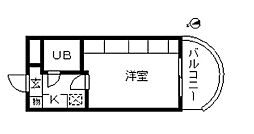 東京メトロ丸ノ内線 中野新橋駅 徒歩5分の賃貸マンション 3階ワンルームの間取り
