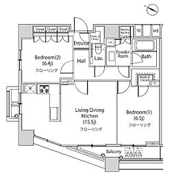 ファーストリアルタワー新宿 2LDKの間取図画像