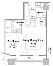 コンシェリア西新宿タワーズウエスト 1LDKの間取図画像