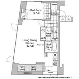 COMFORIA代官山青葉台 1LDKの間取図画像