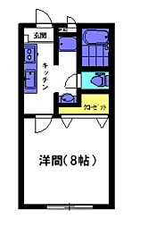 ヴァンコリーヌ新町 101 1階1Kの間取り