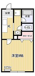 ヴァン・コリーヌ新町 1Kの間取図画像
