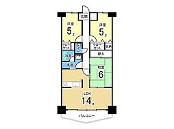 メイツ四日市 3LDKの間取図画像