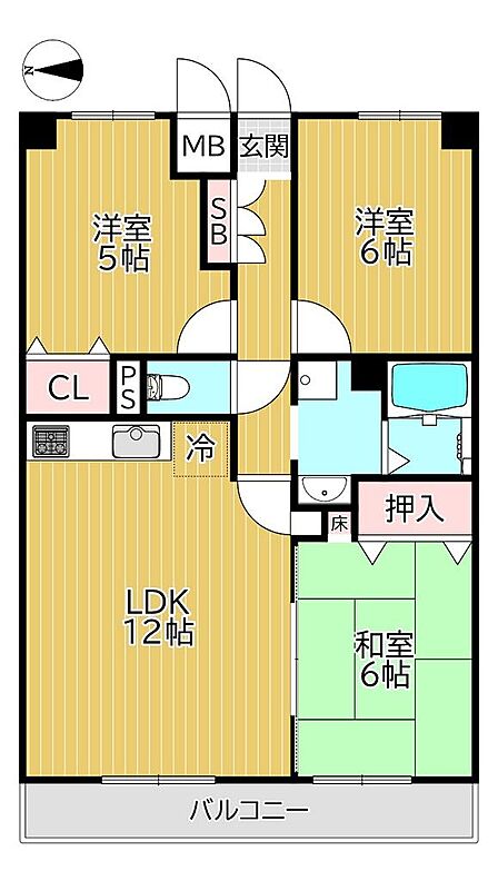 3LDKです♪西向きバルコニーからは、桜や菜の花が咲き誇る風情ある東高瀬川が望めます!