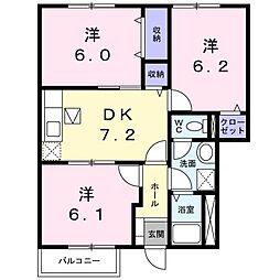 アネックス斎院A 3DKの間取図画像
