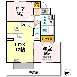 カーサ城北A 2LDKの間取図画像